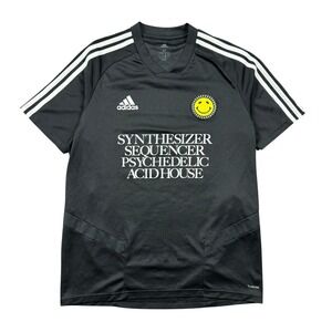 Adidas Wasted Heroes FC Jersey Men Medium Black Acid Techno Rave Soccer Festival
